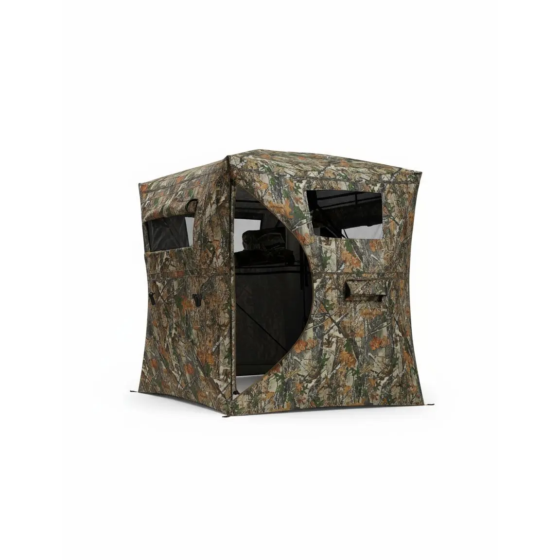 Polyester Hunting Ground Blind, 270° See-Through Pop-Up for 2-3 People - Silent Magnetic Door - Lightweight, Portable Camouflage, Quick Setup with Included Carry Bag - Ideal for Deer & Turkey Hunting