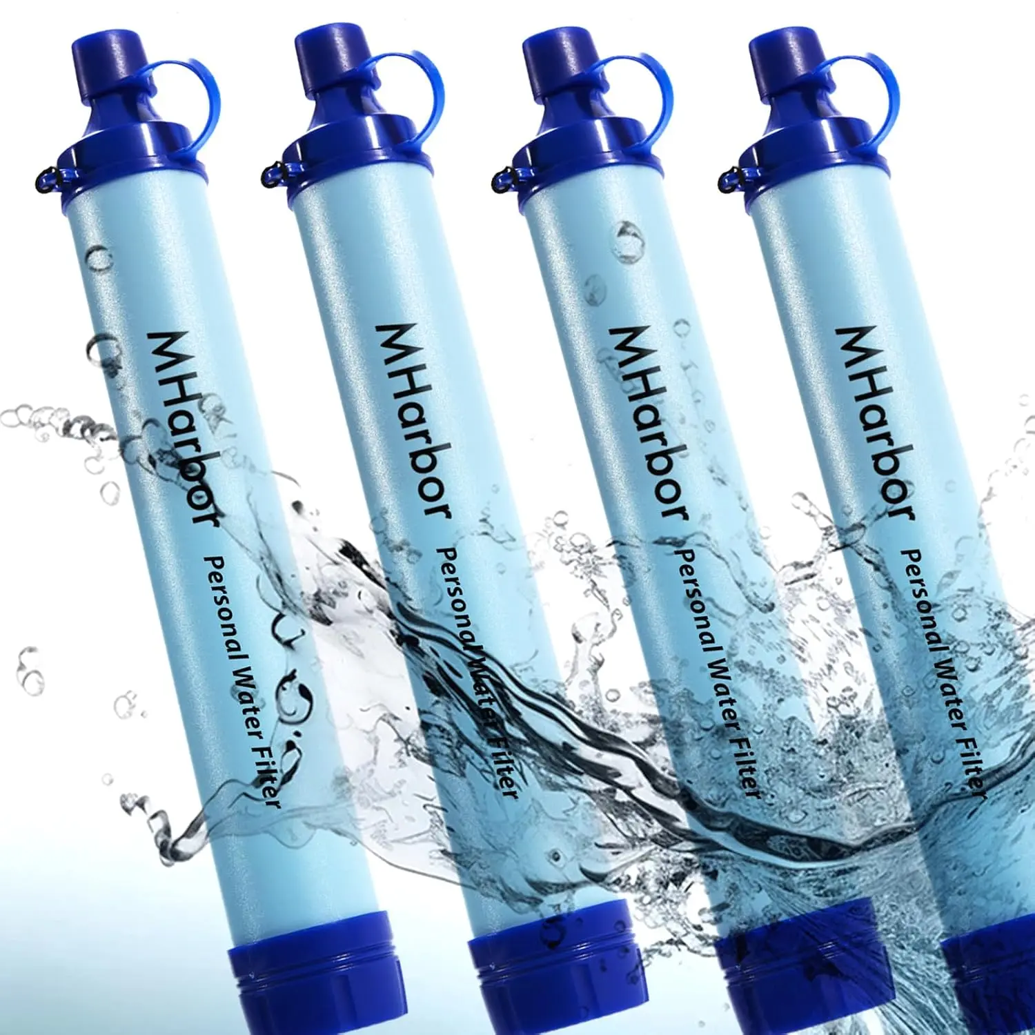 Survival Equipment - 4 Pack Personal Water Filter Straws, Portable Emergency Purifier for Hiking and Camping, Emergency Filter, Hiking Camping
