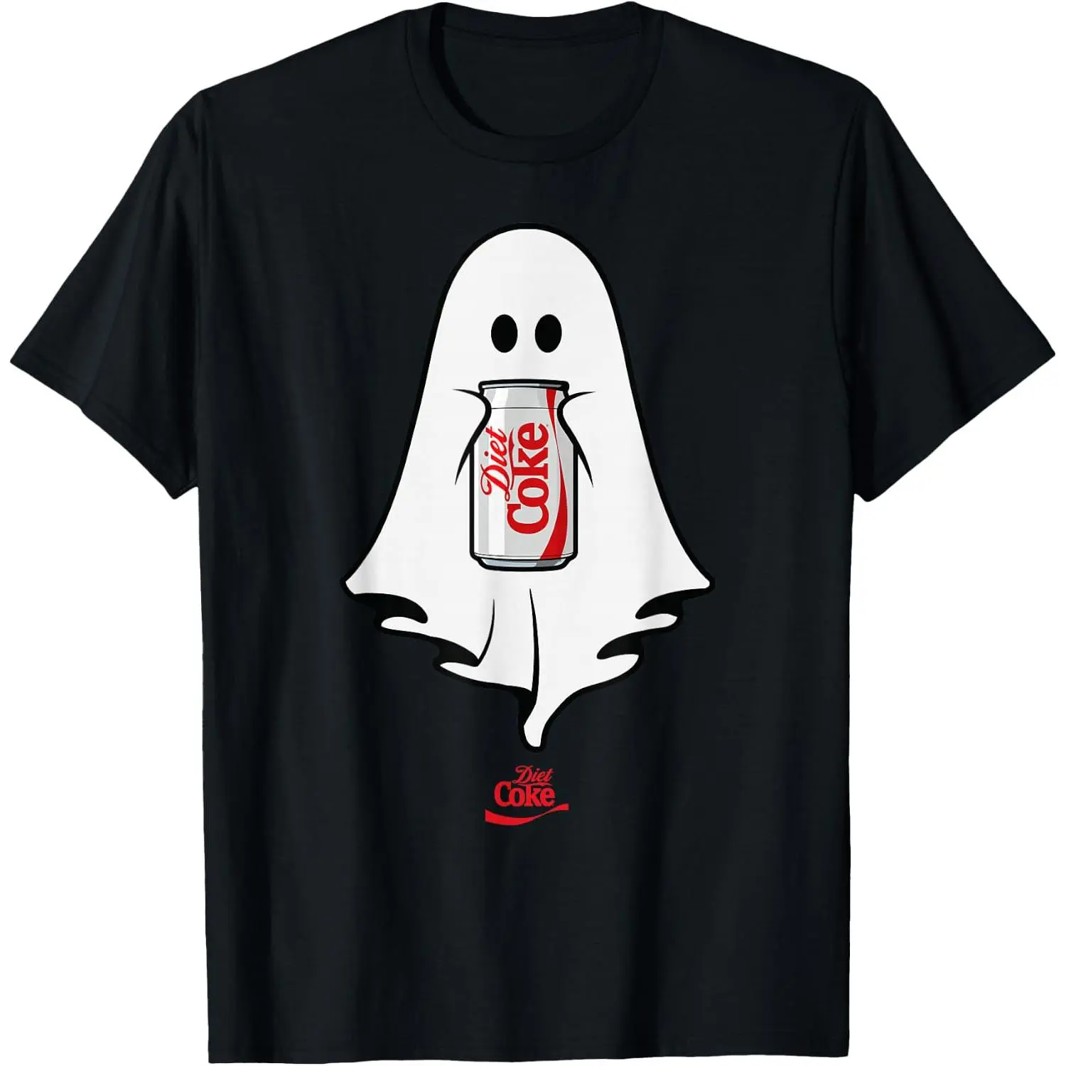 Halloween Ghost with Soda Can Graphic T-Shirt, Unisex 100% Cotton Top in a Classic Relaxed Fit with Short Sleeves, Shortsleeve, Tshirt