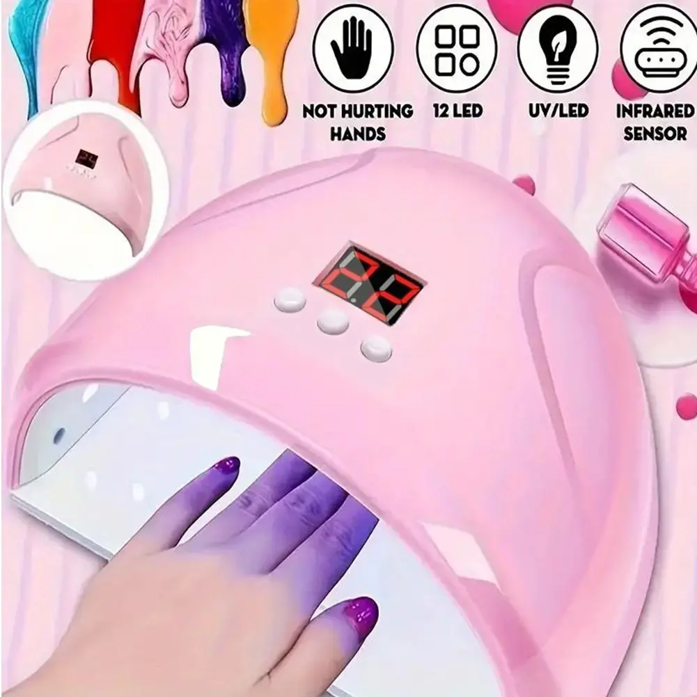 LULAA 12LED UV LED Nail Dryer Lamp with Infrared Sensor 30/60/90s Timer, Plug-in Gel Nail Curing Light for Home Salon Gel Polish Manicure