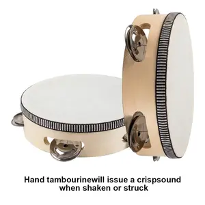 4 inch Hand Held Drum Tambourine Drum Metal Jingles Percussion Musical Instrument For KTV Party Games