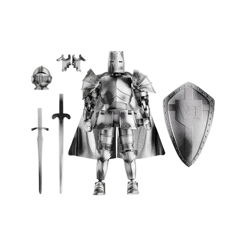5th Gen Medieval Robot Knight Action Figure – Fully Articulated Collectible Armor Warrior with Stress-Relieving Movable Joints for Desk Décor & Gift