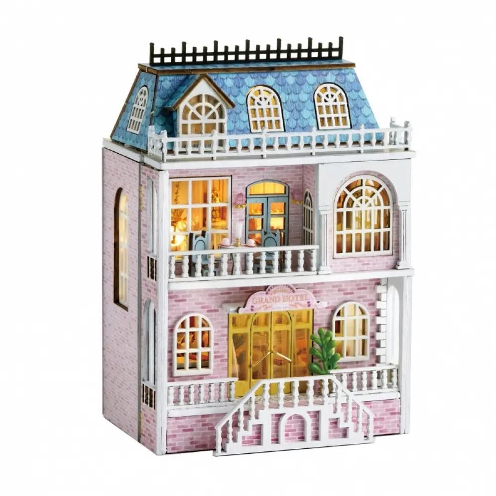 SPILAY 1:24 Scale DIY Mini Wooden Furniture Kit for Dollhouses, Handmade LED Light Mini Toy House Model, 13+ Birthday Gift (Glue Not Included), Mini Handmade Toy House