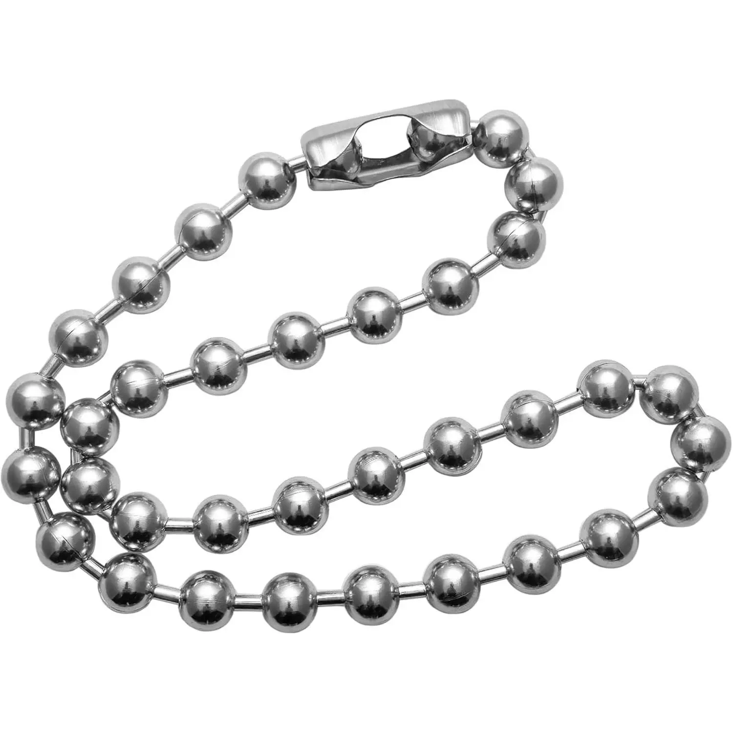 Unisex 6-Inch High-Polish Silver Stainless Steel Tarnish-Free Industrial Chic Ball Chain Necklace with Rounded Beads, Jewelry Craft Connector for Adults' DIY Projects, Decoration, Long-Lasting Durability