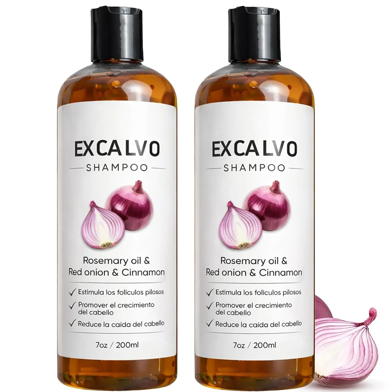 Excalvo Shampoo - Excalvo Shampoo for Men with Rosemary Oil & Red Onion & Cinnamon Extract, Less Hair Loss, More Density, Stronger Roots, 7oz/200ml