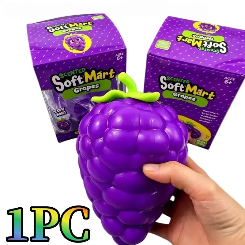 1pc Giant Grape Squishy, Jumbo Big Cute Realistic Grape Stress Ball Soft Squishys Slow Rising Stress Ball for Anxiety Stress Party Favors (Giant Grape)
