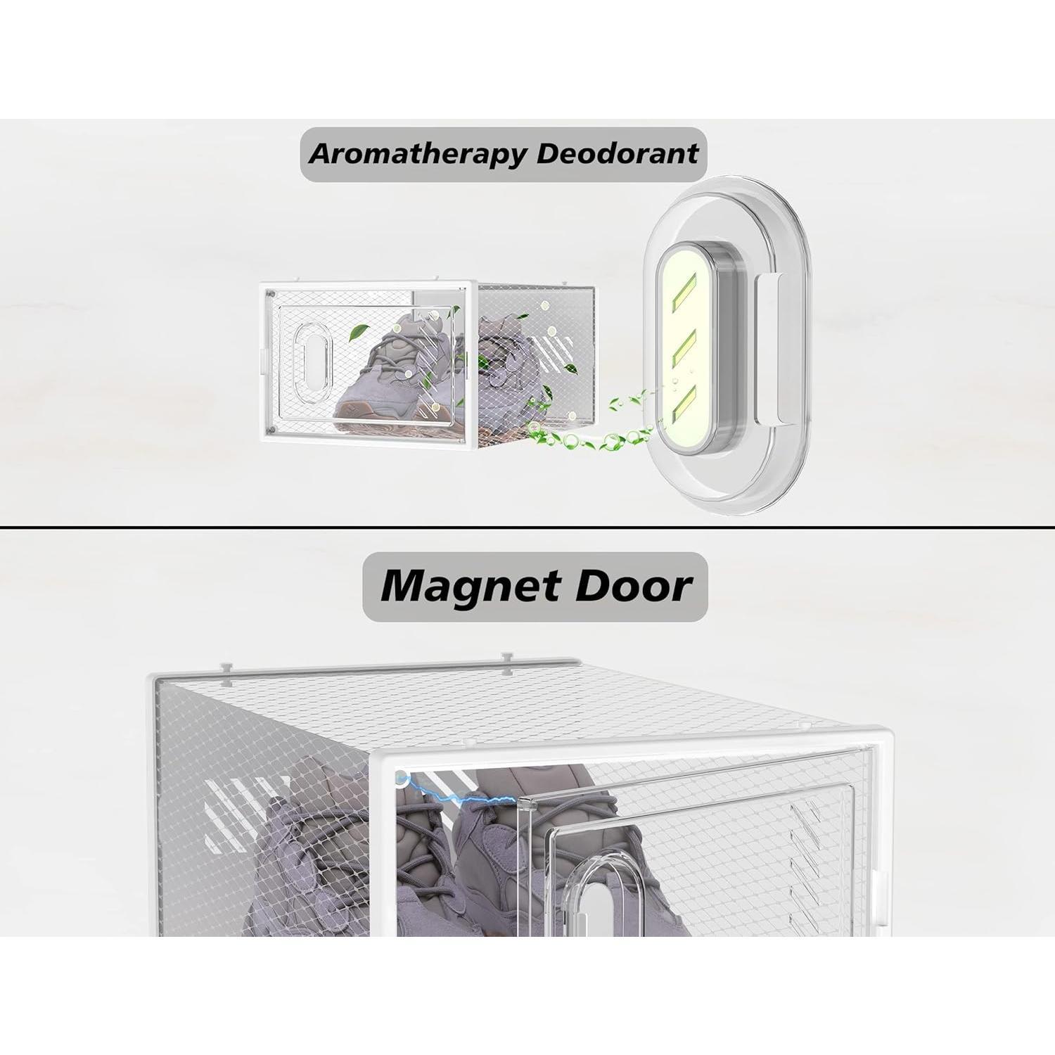 Shoe Storage, 12 Pack Shoe Organizer for Closet, Shoe Boxes Clear Plastic Stackable Shoe Containers with  for Size 10