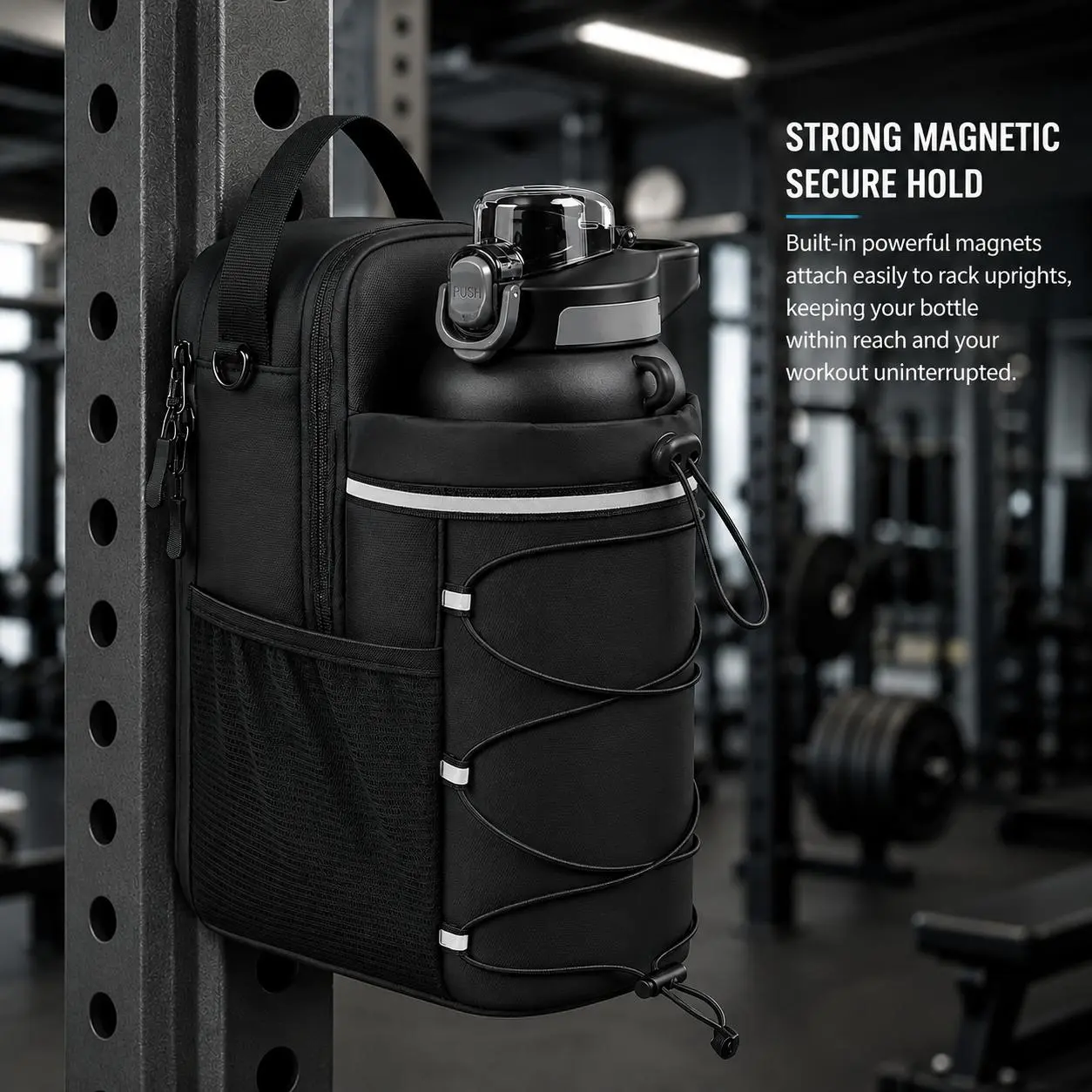 Magnetic Crossbody Sling Bag for Water Bottles, Tumbler Cup Carrier with a Phone Pouch for Men, Strong Secure Hold for Gym Workouts, Cup Holder, Tumbler Accessories, Key Pouch, Built-In Powerful Magnets, Magnetic Water Bottle Sling Bag, Strong Magnetic Se
