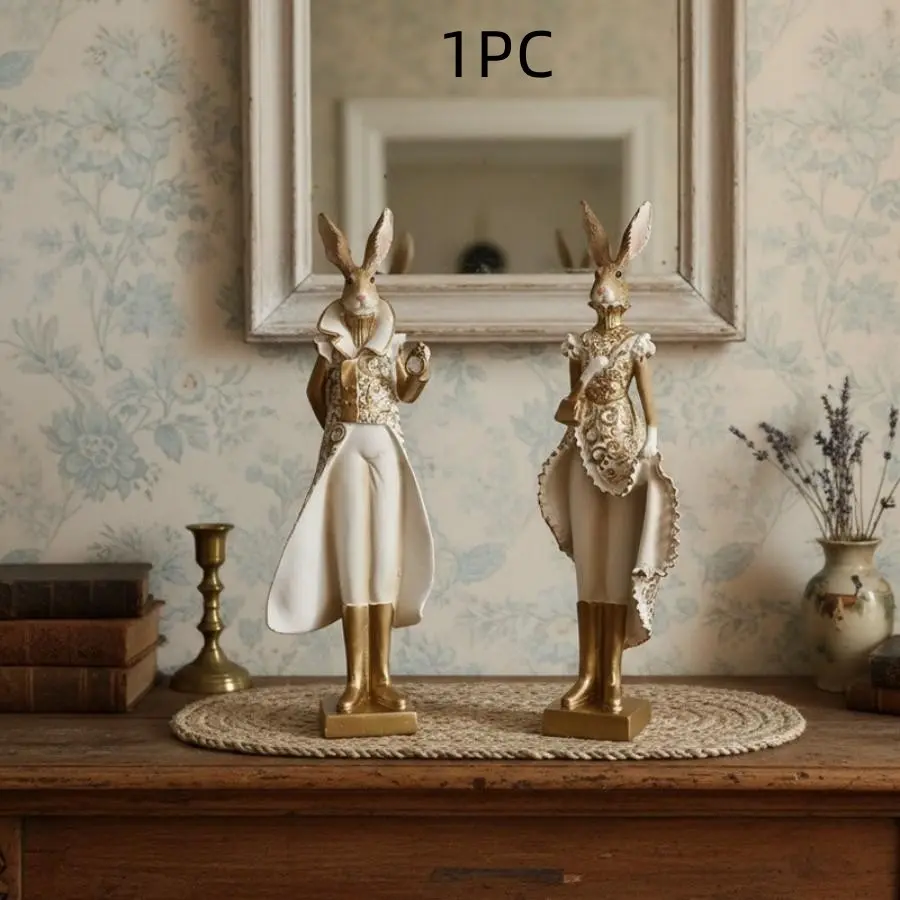 Craftsmanship Rabbit Figurine, Home Decor for Living Room, Bar Cabinet, TV Stand, Entryway Decoration, Perfect Gift Idea, Bunny Figurines