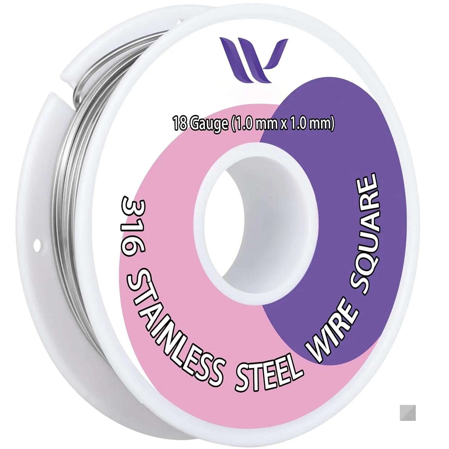 316 Stainless Steel Square Half Hard Wire, 18 Gauge 1.0mm, 30 Ft - Durable for Industrial, Craft, and Outdoor Applications