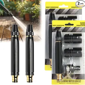 2-Pack High-Pressure Hose Nozzles, Adjustable 3 Spray Modes, Metal Garden Sprayer, Ideal for Car Washing, Plant Watering, Patio Cleaning
