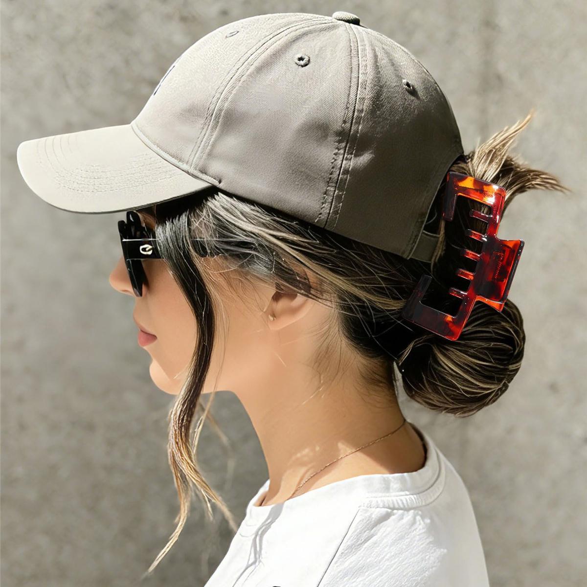 AWAYTR Gift Box Set 4Pack Trucker Hat Hair Clips for Women Hat-Friendly Claw Clips for Baseball Caps Hair Claws Clips for Thick Hair Hat Hairstyles Hair Accessories