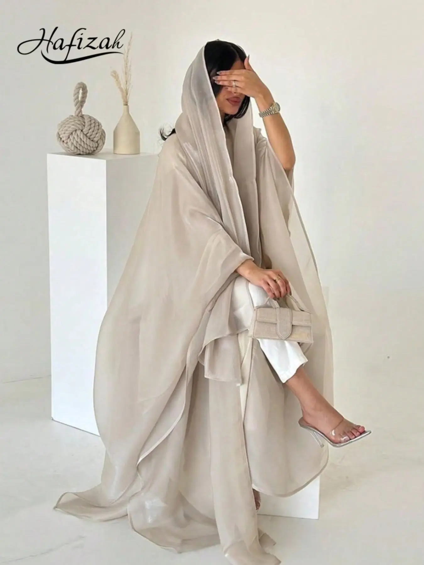 Elegant Batwing Sleeve Long Cardigan Set, Flowy Minimalist Casual Women's Outerwear Clothes, Perfect for All Seasons, Loose Fit Design