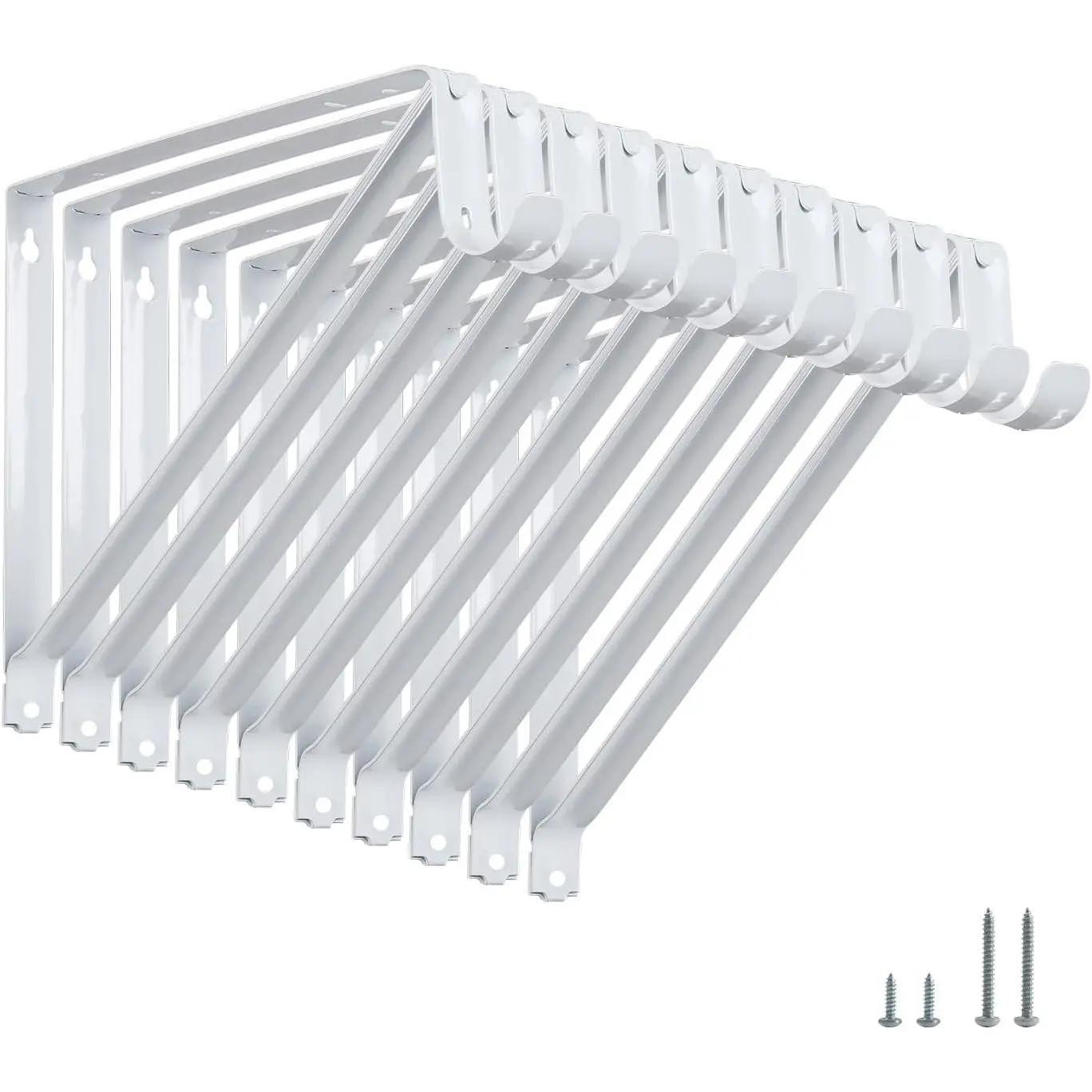 Heavy Duty Closet Shelf Rod Brackets Supports 250lbs, Wall Mounted Closet Shelves Bracket with Rod Shelving Support, White with Screws 10-Pack