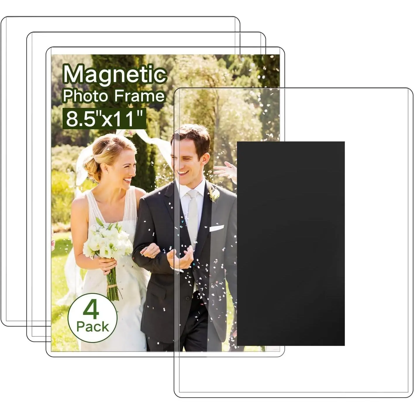 8.5x11 Magnetic Sign Holder, Large Clear Magnetic Picture Holders for Refrigerator, Perfect for Artwork, Schedules, and Certificates Display - 4 Pack