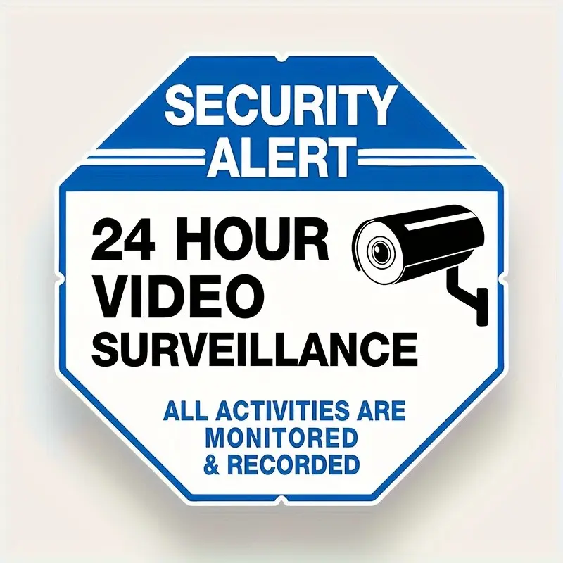 Matte Vinyl Self-Adhesive Safety Sticker for Home and Commercial Use, 24-Hour Video Surveillance Security Alert Decal