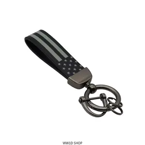 Fashionable Keychain with American Flag Wristlet Strap for Men, Durable Alloy Pendant for Car Keys and Bags, Keychain For Car Keys