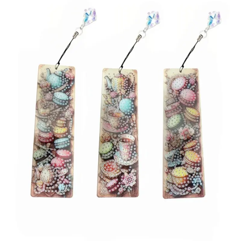 3-piece set of diamond-colored bookmarks, DIY abstract teapot pattern bookmarks, home office, school classroom, crystal pendant bookmarks, 5D diamond paintings, suitable for beginners, handmade gifts for Christmas and festivals