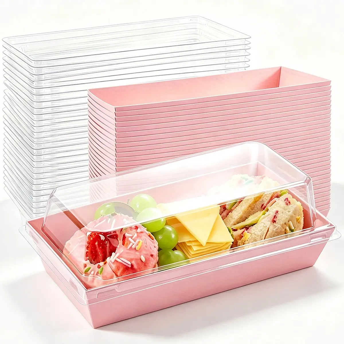 Rectangular Baking Boxes, Stackable Food Grade Sweet Treat Containers, Ideal for Donuts, Muffins, Strawberries, Takeout Packaging, Baking Accessories