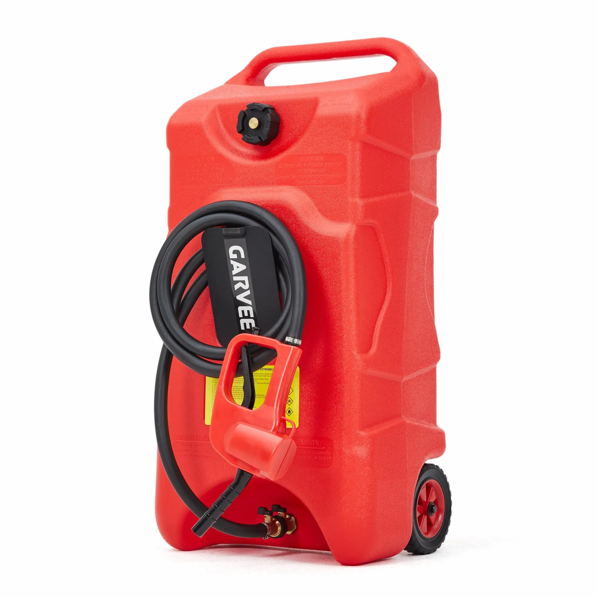 16 Gallon Heavy-Duty Portable Gas Can Fuel Transfer Caddy – 10FT Manual Siphon Pump – Mobile Fuel Storage with Wheels for Fuel Injector, Gasoline, and Fluids – Car, ATV, Boat, Tractor, Generator, Lawn Mower, Snow Blower