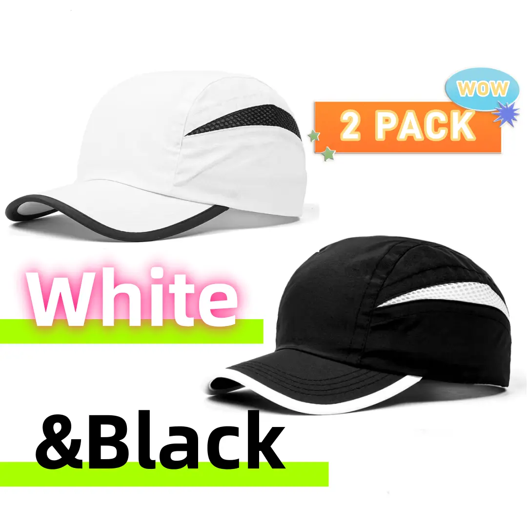 2 Pack Quick-Dry Baseball Cap with Structured Brim - Breathable Adjustable & Stretch Fit for Outdoor Training, - Machine Washable Performance Sun Hat (for Men &Women)002