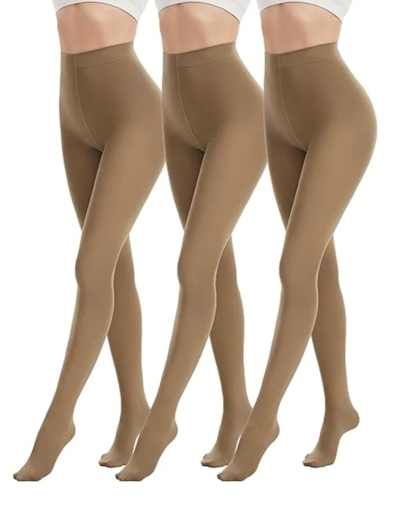 3 Pairs 80D Tights for Women Opaque Black High Waisted Stockings Womens Footed Pantyhose with Reinforced Toe