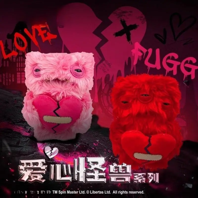 Fluffy Broken Heart Monster Plush Toy, Weird Cute Stuffed Animal Doll, Soft Long Fur Grumpy Plushie for Kids Adults Valentine Gift