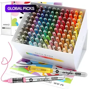 Acrylic Paint Marker Set, 12pcs/set Brush Tip Acrylic Paint Pen, Waterproof Acrylic Brush Marker for Canvas, Wood, Stone, DIY Crafts, Waterproof Acrylic Markers, Art Markers Set, Acrylic Painting Pens
