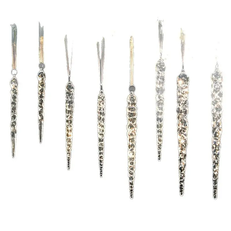 Vintage Gold Glitter Icicle Hanging Ornament, Transparent Plastic Twisted Ice Drop Decor, Perfect for Christmas Tree, Wreath, Front Door Decoration