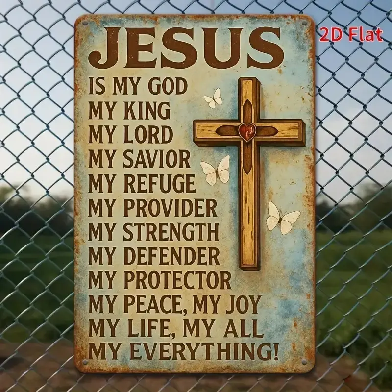 Vintage Jesus Cross Wooden Hanging Sign, Religious Faith Scripture Wood Plaque, Inspirational Christian Wall Art Decor for Home Bedroom Porch Wall Decoration