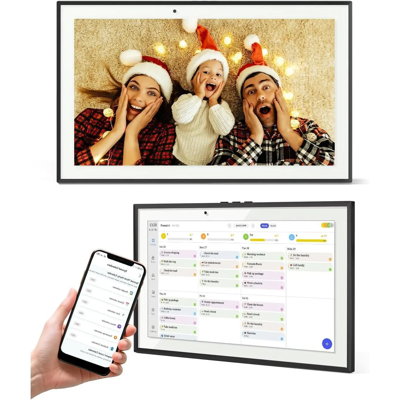 15.6-Inch Electronic Calendar Digital Photo Frame, HD Touch Screen Home Office Family Planner - Desk & Wall Mountable Black Smart Wall Planner, Hd Screen