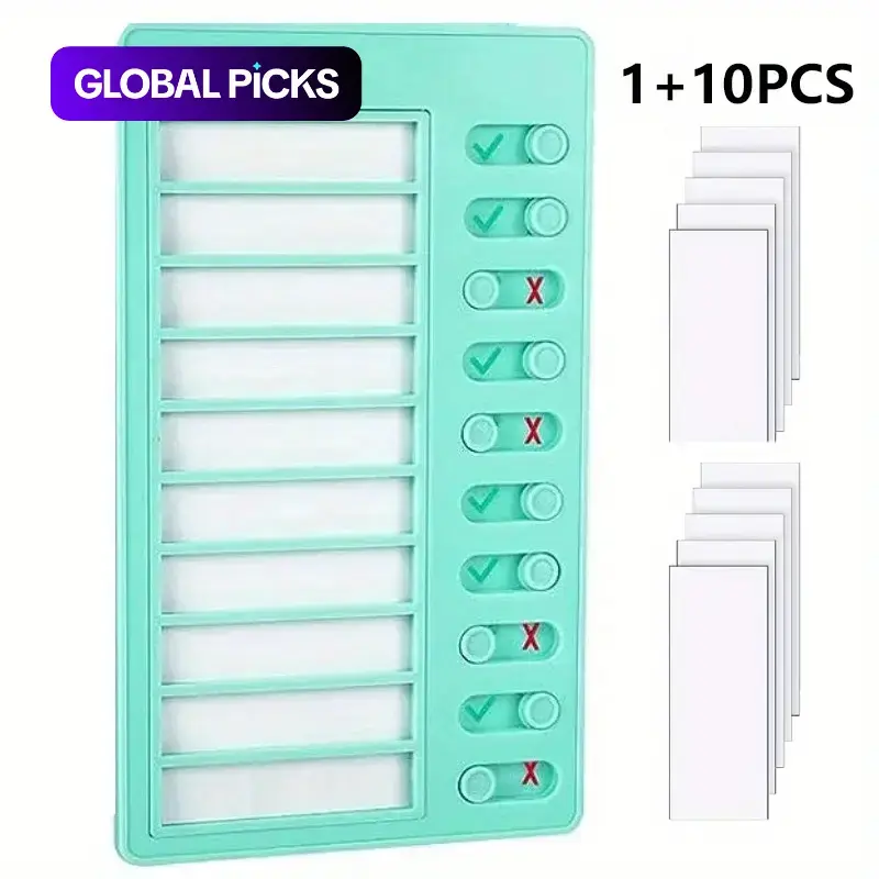 1PC Reusable Smart Task Board – Daily Planner Bill Organizer Planner with 10 Blank Cards – Removable Self-Discipline Schedule Chart for Kids & Adults – Productivity, Smart Task Planning, Task Management