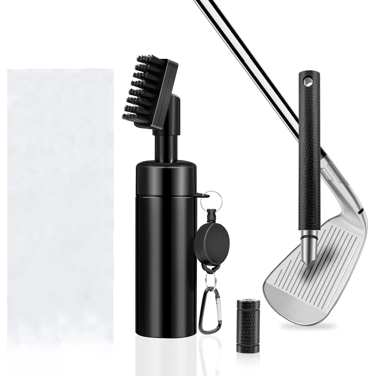 Pro Golf Club Cleaner Brush with Golf Groove Sharpener Tool Suitable for U & V-Grooves Holds 5 Ounces of Water - Golf Club Groove Cleaner with Retractable Clip Golf Accessories for Men/Women