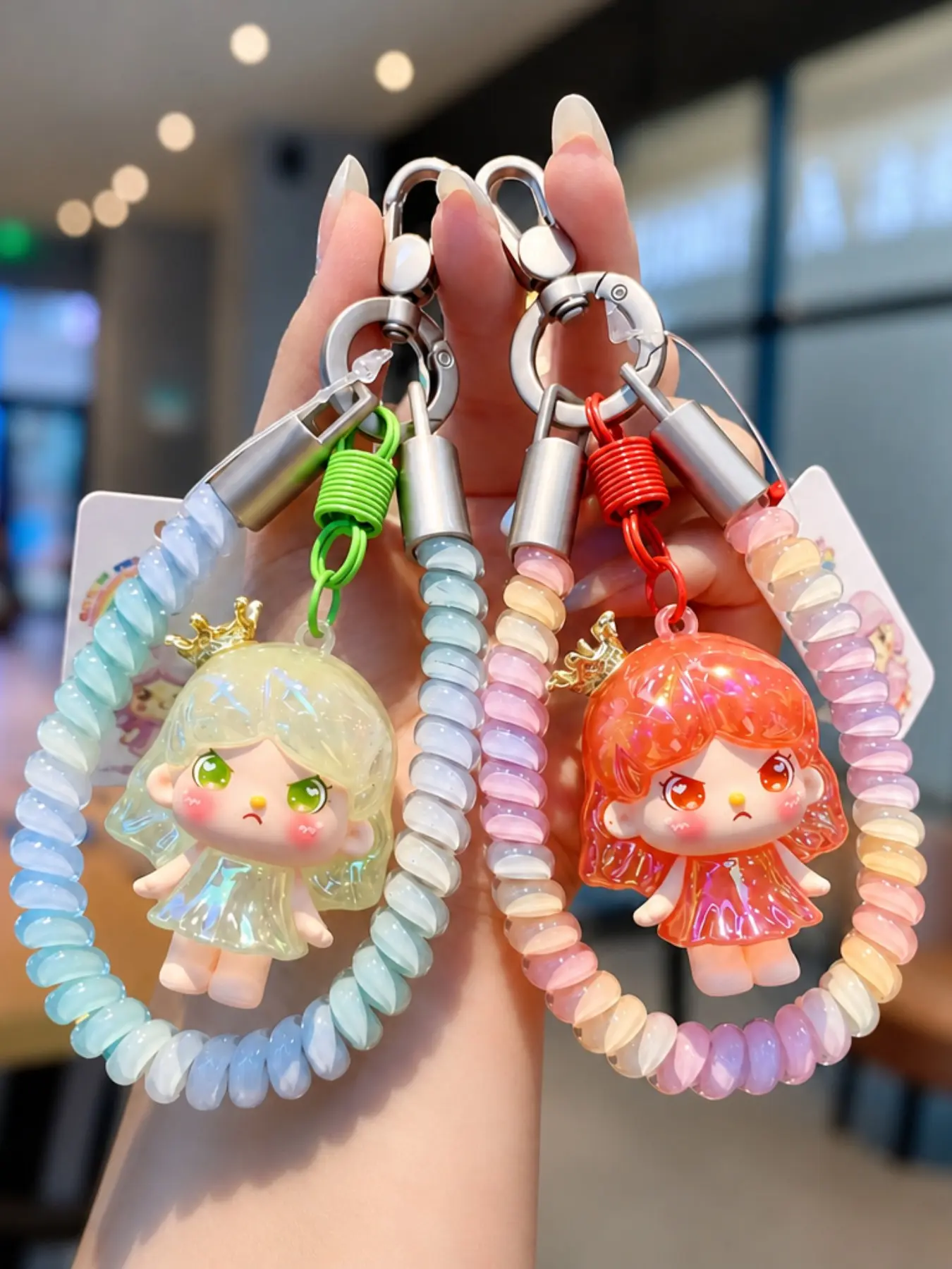 Crown Glitter Keychain for Girls, Gradient Phone Strap, Princess Design, Cute Cartoon, Fashion Accessory, Birthday Gift, All Seasons