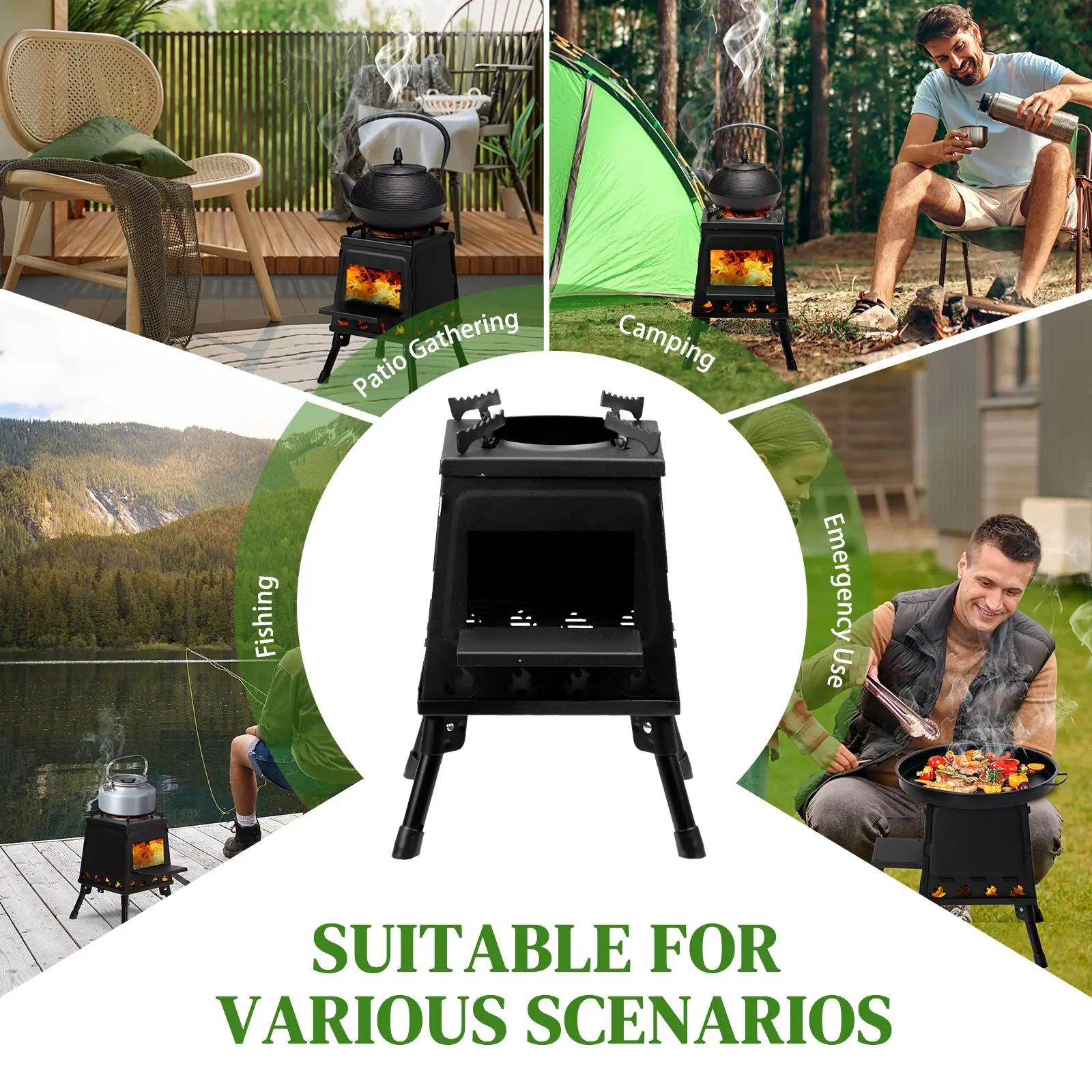 Portable Wood Camping Stove, 27*27*34cm, for Outdoor Cooking (Sports & Outdoor, Camping & Hiking, Camp Kitchen)