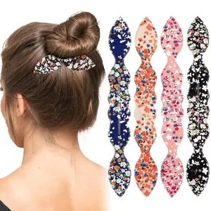 4-Pack Heatless Bun Maker Set | French Twist & Messy Bun Hair Styling Tool | Rabbit Ear Bun Twister Rotating Hair Ties | Quick No-Heat Updo Hair Accessories for All Hair Types | Everyday Work Travel Styling