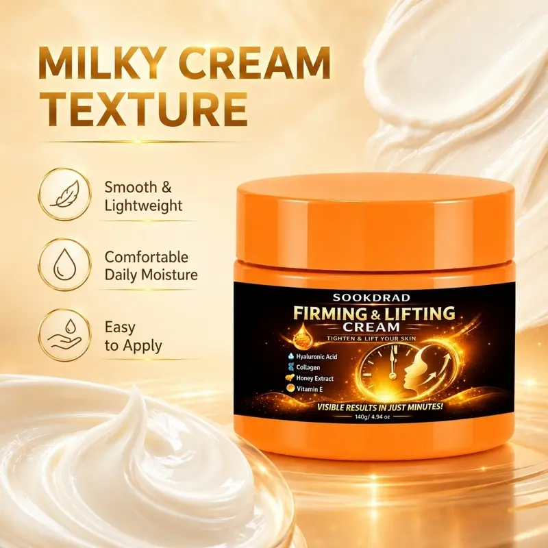 Firming and Lifting Cream, Hyaluronic Acid, Collagen, Honey Extract, Vitamin E, tighten skin, lift skin, facial application, all skin types, 140g/4.94oz