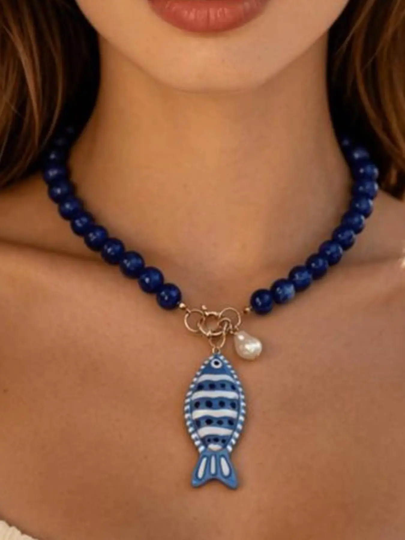 Summer Beach Handmade Fish Beaded Necklace, Colorful Tropical Fish Pendant, Exaggerated Style, Women's Jewelry, Cross-Border European and American Source