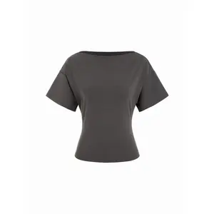 Cider Cotton-blend Boat Neck Short Sleeve Tee
