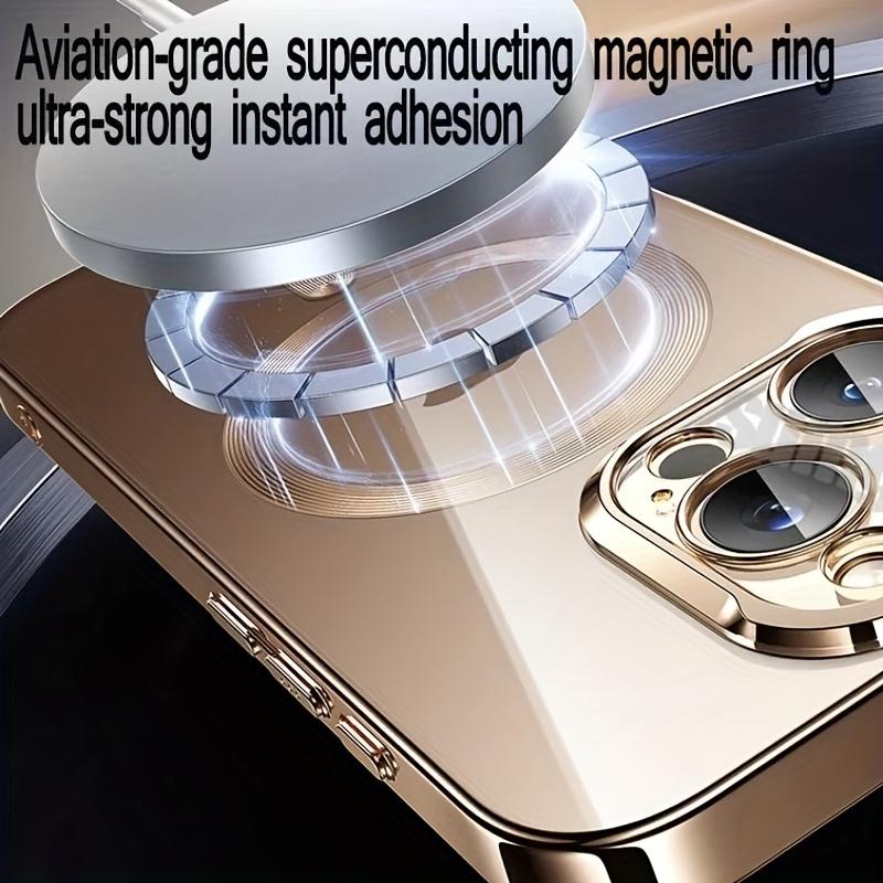 Magnetic Electroplated Protective Casing for iPhone 11/12/13/14/15/16/17 Pro Max/Plus, Transparent Soft Slim Shockproof Cover with Lens-Safe Glass Camera Protection & MagSafe-Compatible Wireless Charging Support, Smartphone, Handheld