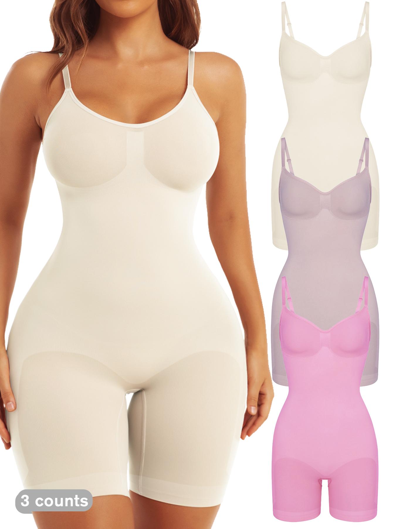 Women's Solid Adjustable Strap Scoop Neck Shapewear Jumpsuits , High Stretch Tummy Control Butt Lifting Shaper, Women's Shapewear for All Seasons