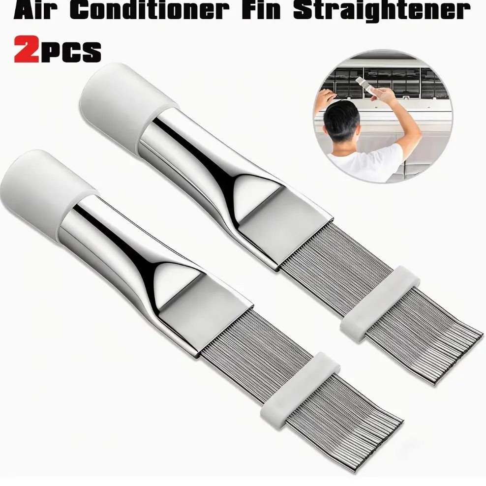 2pcs Air Conditioner Fin Straightener - Multifunctional Repair Tool for Cleaning And Maintaining AC, Refrigerator, Condenser, Evaporator And Industrial Equipment Radiator Fins - Air Radiator Comb Tool And Coil Cleaner Brush