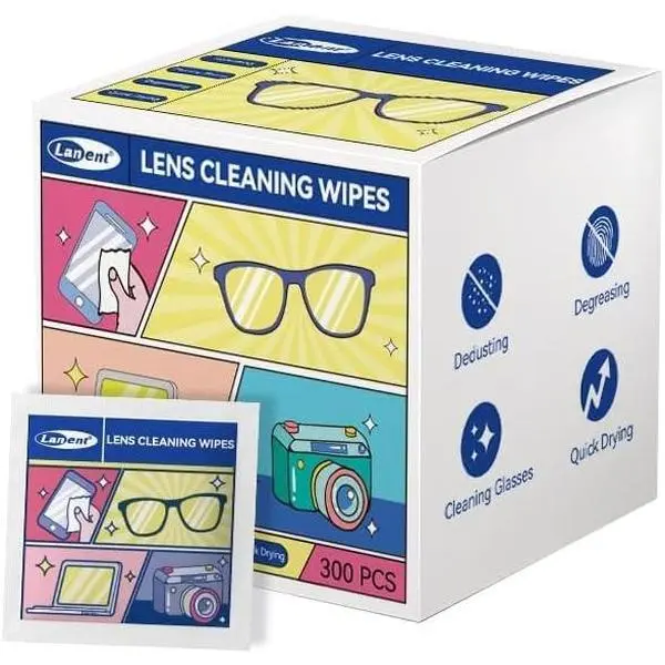 6 * 12cm, 300 count Lens Cleaning Wipes for Glasses Cleaner Wipes, Lens Wipes for Glasses/Sunglasses, Phones, iPads, Eyeglasses, Tablets, Laptops, Computers, Mirrors, Lens Wipes Individually Wrapped