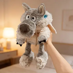 Cartoon Grey Wolf Plush Toy | Cute Funny Soft Stuffed Wolf Dolls Cozy Home Sofa Decor, Polyester Fiber, Ideal for Bedroom Pillow, Birthday Gift for Family and Friends