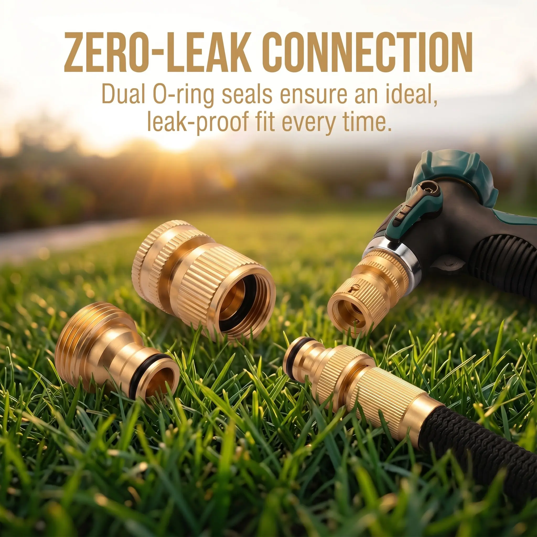 Garden Hose Quick Connector, 1 Set Solid Brass 3/4 Inch GHT Thread Fitting, No-Leak Water Hose Female & Male Adapter, Garden Hose Connectors, Summer Gardening Tool Accessories-YY0
