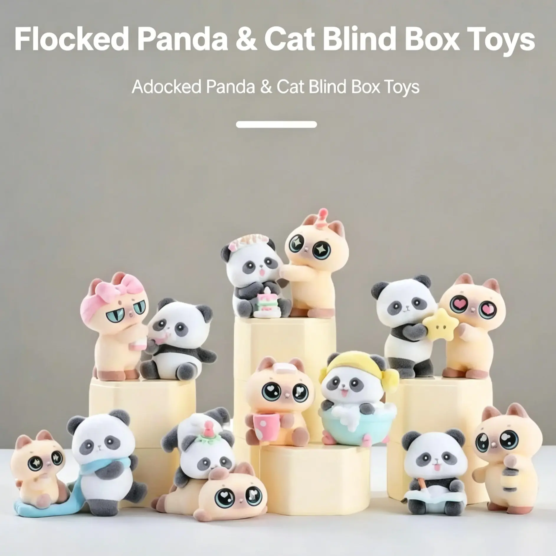 Plush Panda Cat Blind Box Toy, Adorable Plush Material Decorative Item, Perfect Gift for Animal Lovers, Cute Collectible Ornament, Surprise Pack