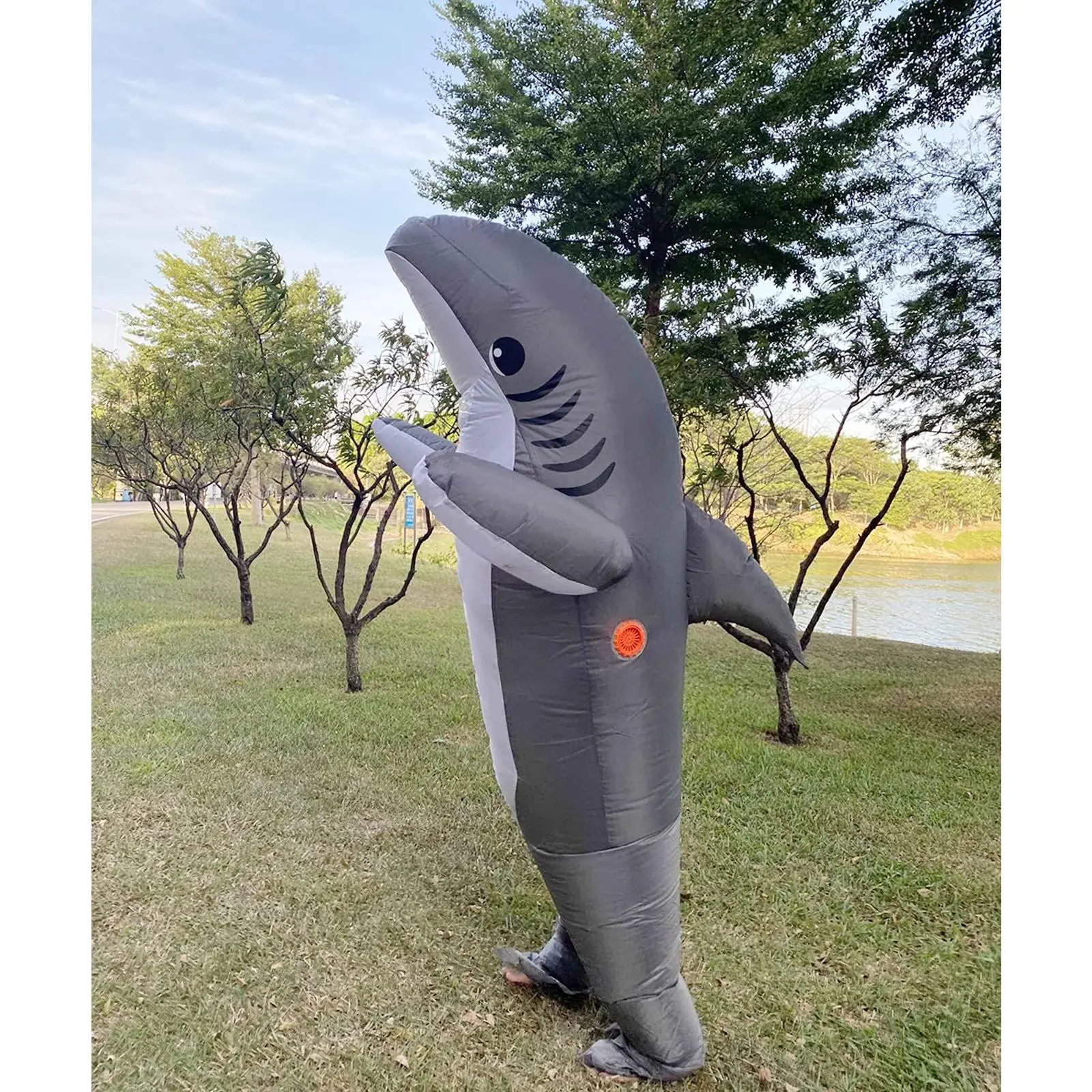 Inflatable Dolphin & Shark Cartoon Mascot Suits, Ocean Themed Walking Performance Costume For Halloween Stage Cosplay