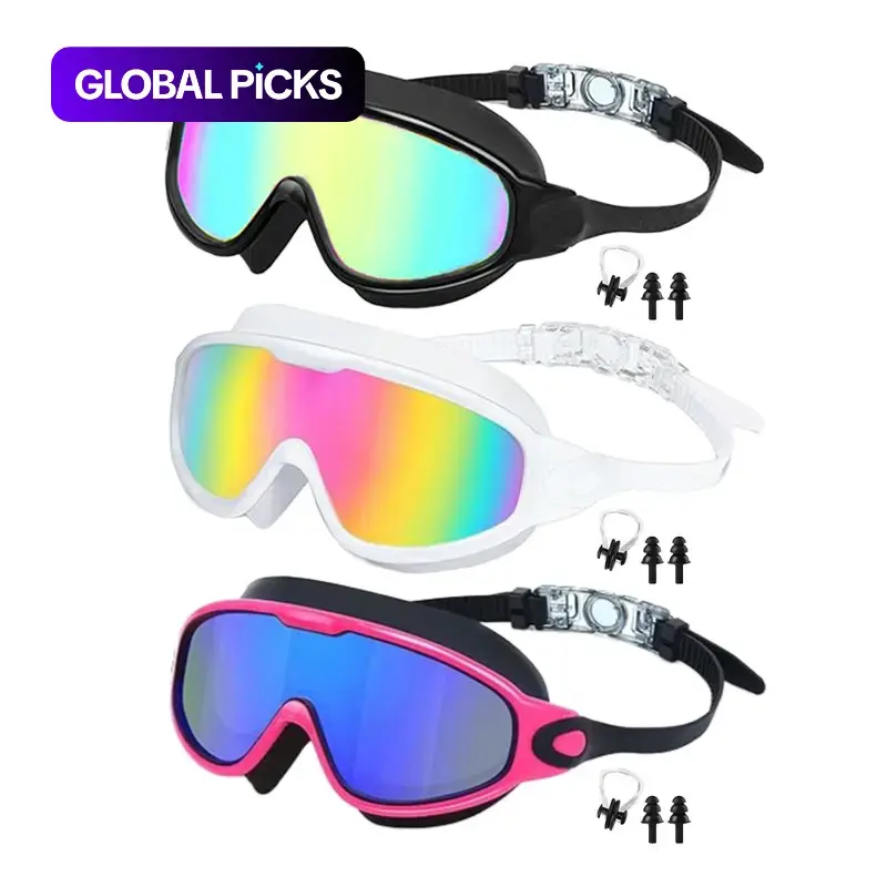 3-Pack Adult Large-Frame Swim Goggles Set, Swimming Goggles, Wide-Vision HD Anti-Fog UV Protection, Comfortable Adjustable Silicone Straps for Outdoor Pool & Beach Use #GLOBAL PICKS