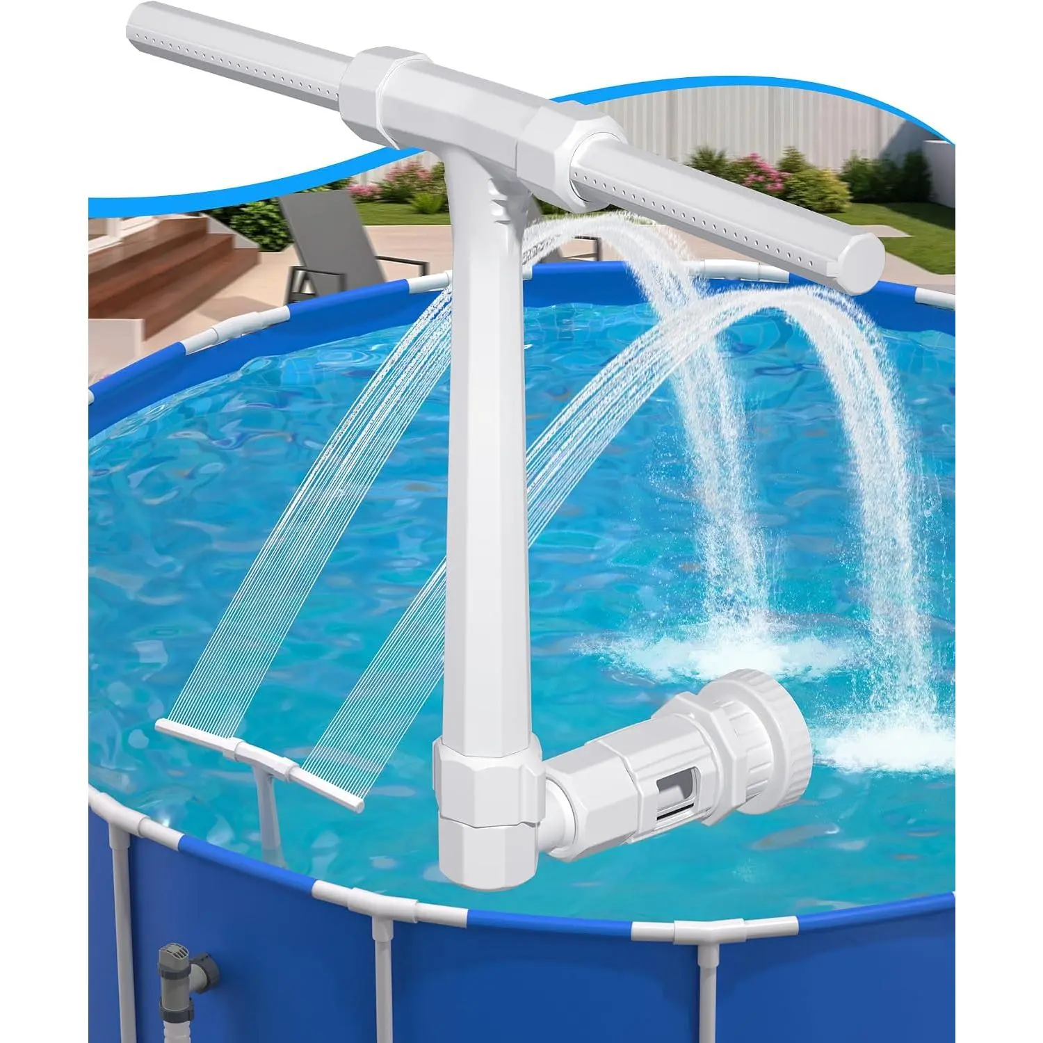 2026 Height Upgrade Pool Fountain -   High- Adjustable Waterfall Sprinkler Cooler for Above-Ground & Inground, 360° Cooling Jet & Relaxation Features,White