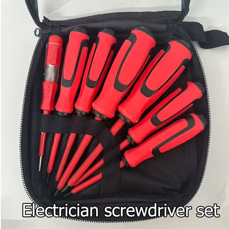 7 in1 Insulated Screwdriver Set Including mains tester, Magnetic Cross & Flat Bits, Electrician Tool Kit for Domestic & Electrical Repairs, Magnetic Screwdriver Tools, Multipurpose Screwdriver Kit